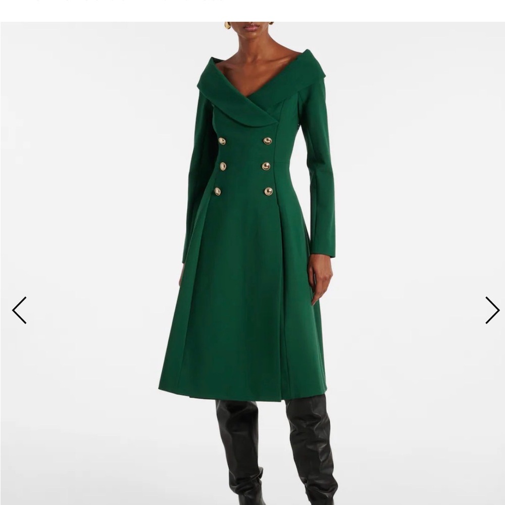 Elegant Green Double-Breasted Dress